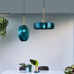 Designer Touch Decorative Round Cake Glass Pendant Light Modern Minimalist Wrought Iron Ceiling Light