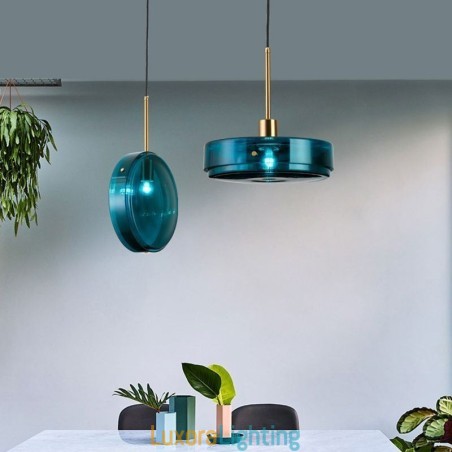 Designer Touch Decorative Round Cake Glass Pendant Light Modern Minimalist Wrought Iron Ceiling Light