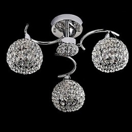 Designer Touch Decorative Modern Contemporary Crystal Electroplated Metal Pendant Light Flush Mount