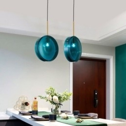 Designer Touch Decorative Round Cake Glass Pendant Light Modern Minimalist Wrought Iron Ceiling Light