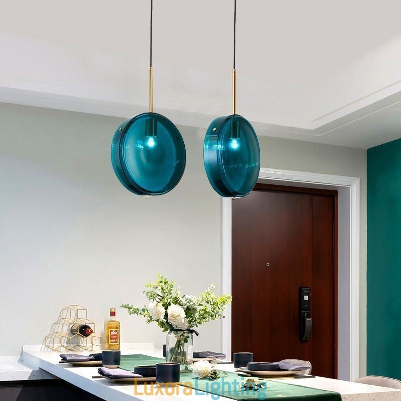 Designer Touch Decorative Round Cake Glass Pendant Light Modern Minimalist Wrought Iron Ceiling Light