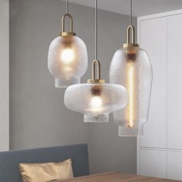 Designer Touch Decorative Frosted Glass Pendant Light Modern Minimalist Wrought Iron Ceiling Light