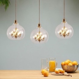 Designer Touch Decorative Glass Pendant Light Modern Minimalist Wrought Iron Ceiling Light 9 Lights
