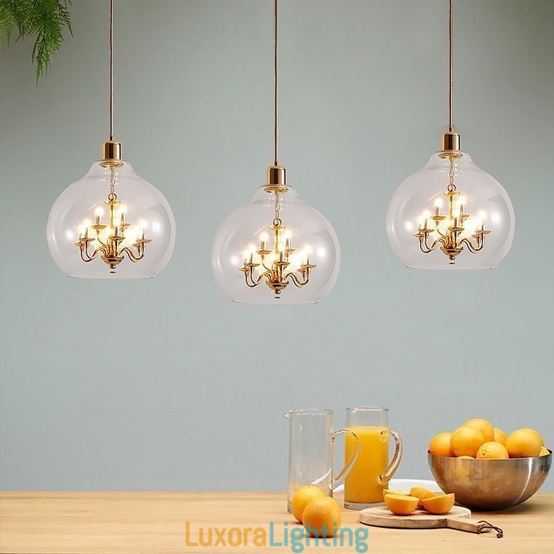Designer Touch Decorative Glass Pendant Light Modern Minimalist Wrought Iron Ceiling Light 9 Lights