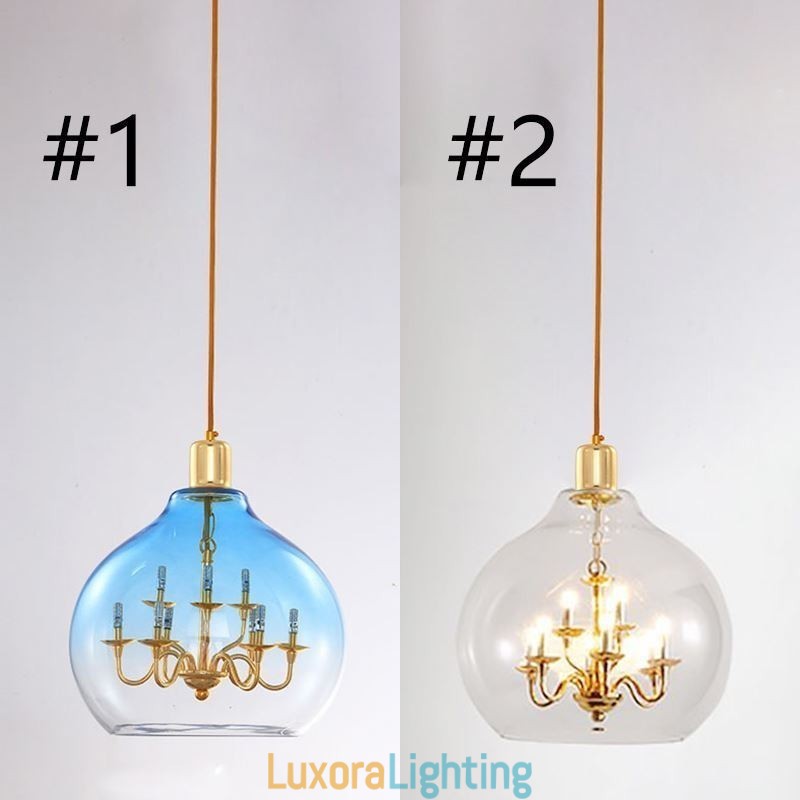 Designer Touch Decorative Glass Pendant Light Modern Minimalist Wrought Iron Ceiling Light 9 Lights