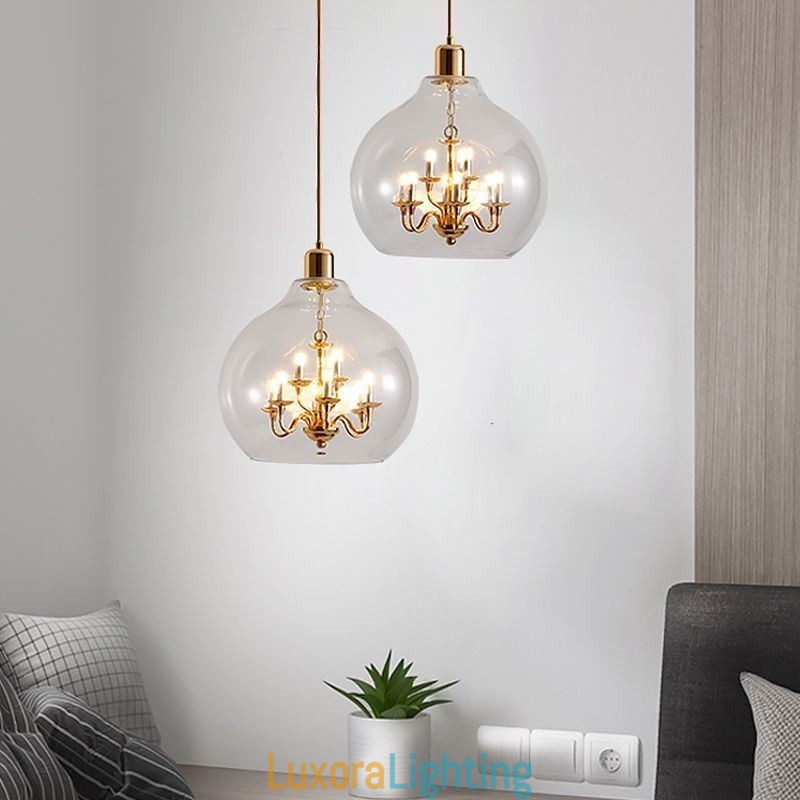 Designer Touch Decorative Glass Pendant Light Modern Minimalist Wrought Iron Ceiling Light 9 Lights