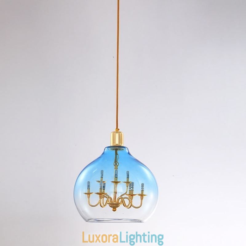 Designer Touch Decorative Glass Pendant Light Modern Minimalist Wrought Iron Ceiling Light 9 Lights