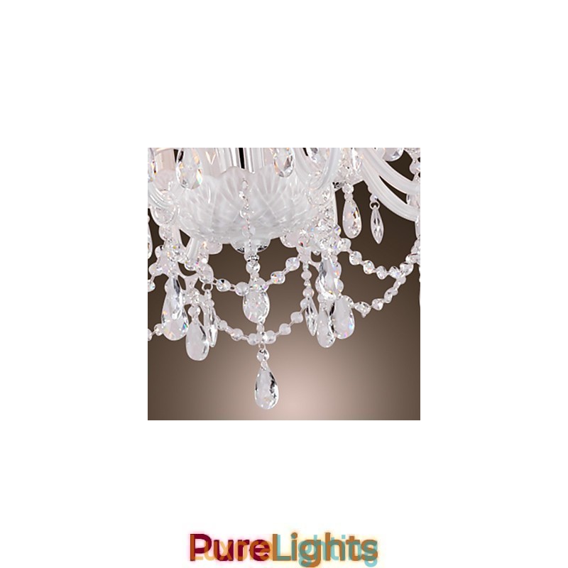 Designer Touch Decorative Chandelier White Crystal Modern Living 8 Lights