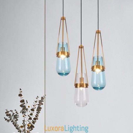 Designer Touch Decorative Water Drop Glass Pendant Light Modern Minimalist Wrought Iron Small Ceiling Light