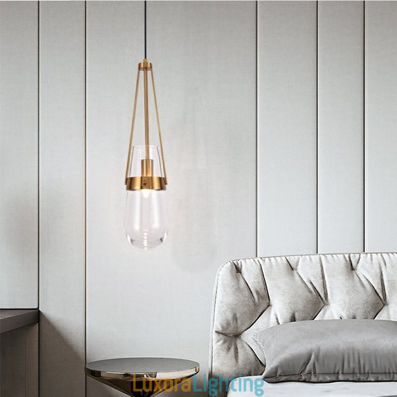 Designer Touch Decorative Water Drop Glass Pendant Light Modern Minimalist Wrought Iron Small Ceiling Light