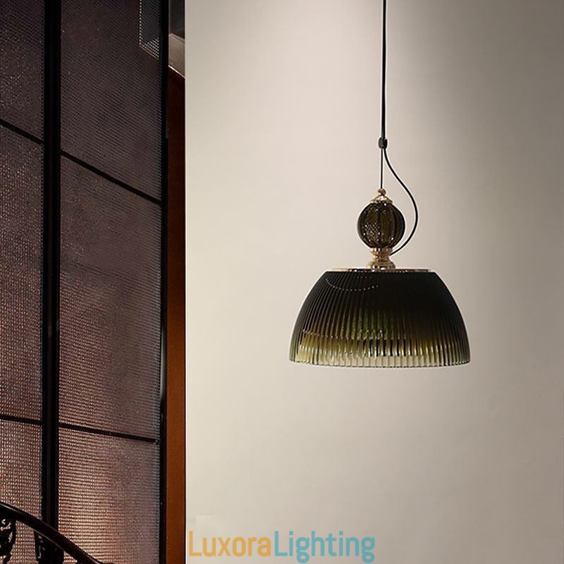 Designer Touch Decorative Pleated Skirt Glass Pendant Light Modern Minimalist Wrought Iron Small Ceiling Light