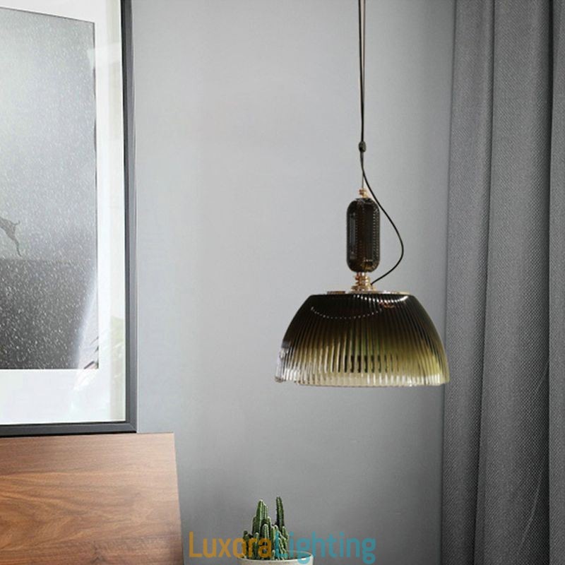 Designer Touch Decorative Pleated Skirt Glass Pendant Light Modern Minimalist Wrought Iron Small Ceiling Light