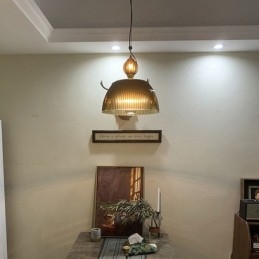 Designer Touch Decorative Pleated Skirt Glass Pendant Light Modern Minimalist Wrought Iron Small Ceiling Light