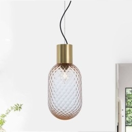 Designer Touch Decorative Grid Glass Pendant Light Modern Iron Simple Ceiling Light