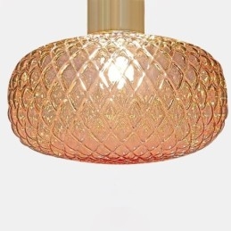 Designer Touch Decorative Grid Glass Pendant Light Modern Iron Simple Ceiling Light