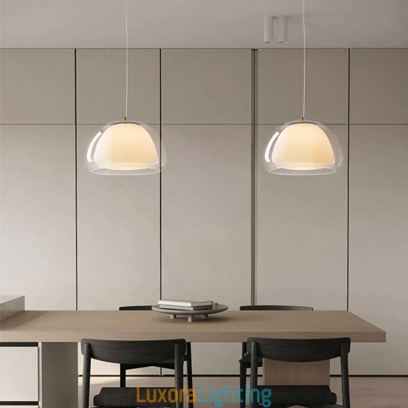 Designer Touch Decorative Pendant Light Modern Simple Clear Glass Pudding Ceiling Light