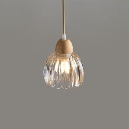 Designer Touch Decorative Glass Pendant Light Retro Pastoral Style Island Ceiling Light Rubber Wood Lamp