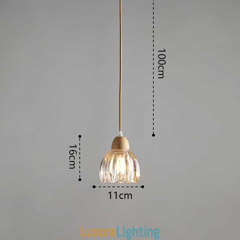 Designer Touch Decorative Glass Pendant Light Retro Pastoral Style Island Ceiling Light Rubber Wood Lamp