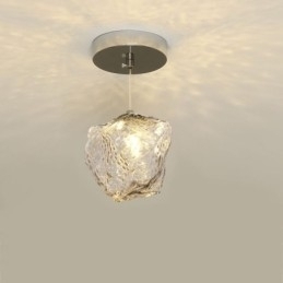 Designer Touch Decorative Glass Pendant Light Retro Lamp Ice Cube Shaped Lampshade