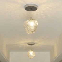 Designer Touch Decorative Glass Pendant Light Retro Lamp Ice Cube Shaped Lampshade