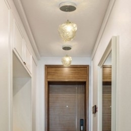 Designer Touch Decorative Glass Pendant Light Retro Lamp Ice Cube Shaped Lampshade