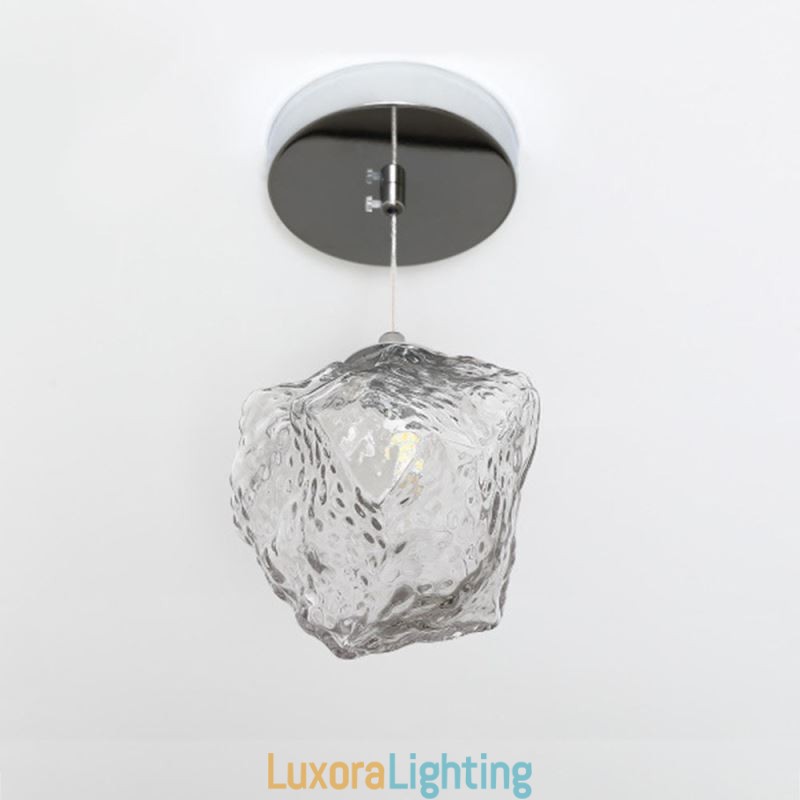 Designer Touch Decorative Glass Pendant Light Retro Lamp Ice Cube Shaped Lampshade