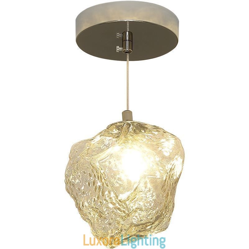 Designer Touch Decorative Glass Pendant Light Retro Lamp Ice Cube Shaped Lampshade