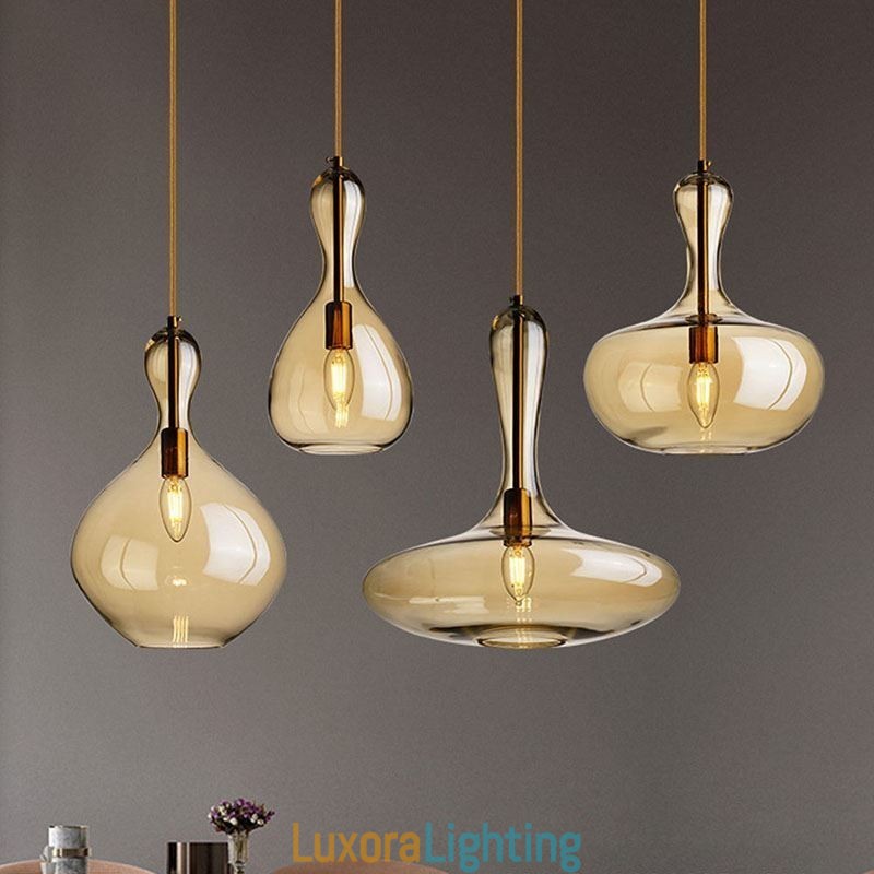 Designer Touch Decorative Nordic Glass Pendant Light Amber Shade Ceiling Light