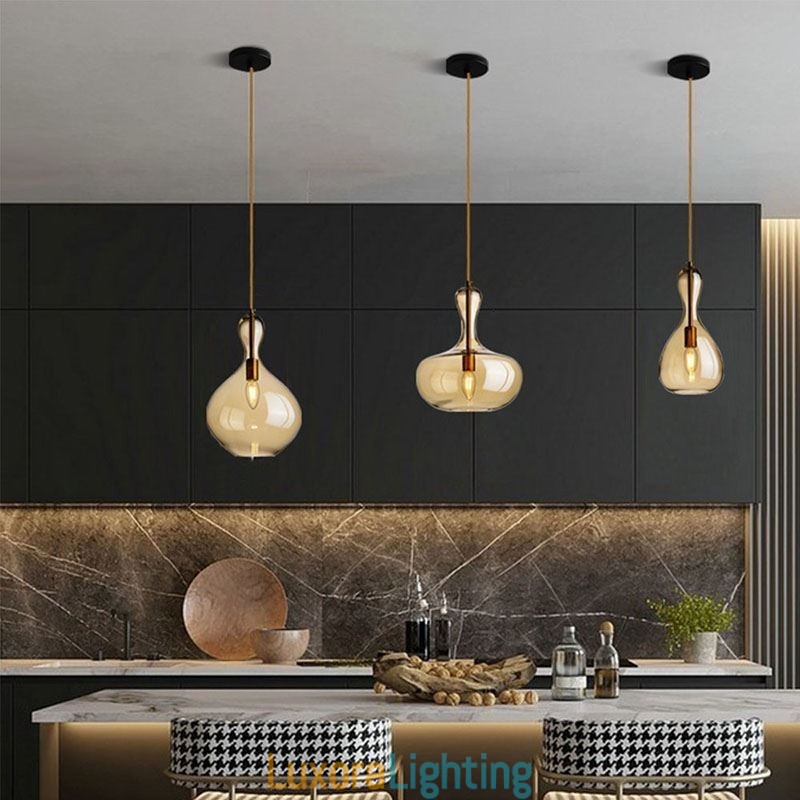 Designer Touch Decorative Nordic Glass Pendant Light Amber Shade Ceiling Light