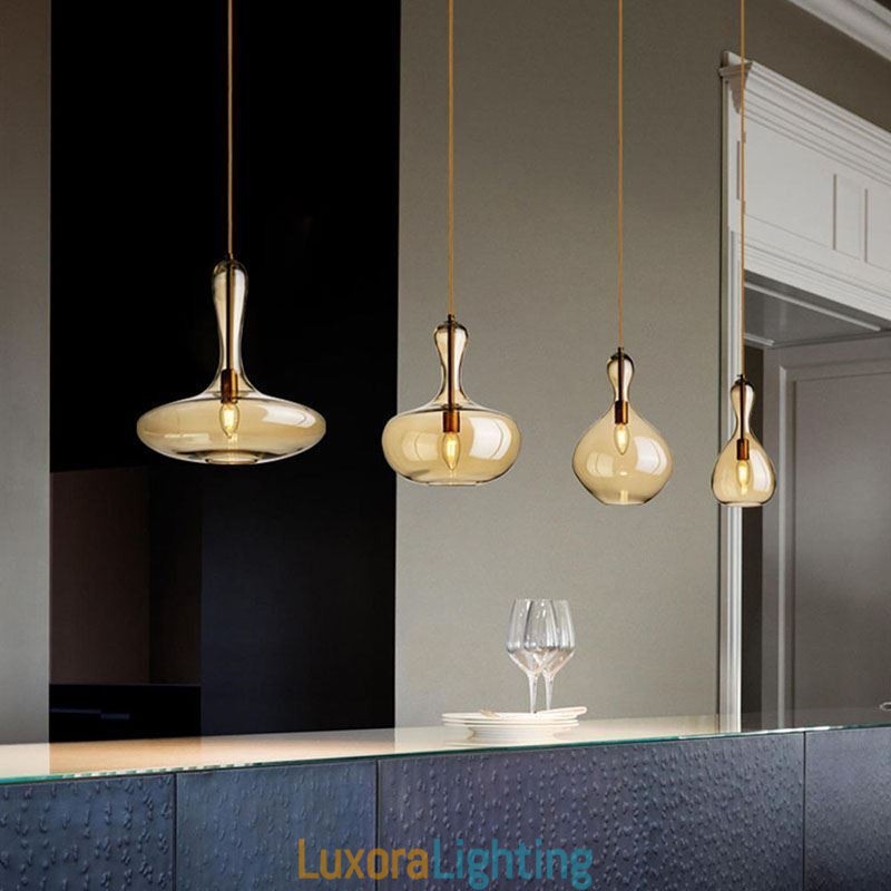 Designer Touch Decorative Nordic Glass Pendant Light Amber Shade Ceiling Light