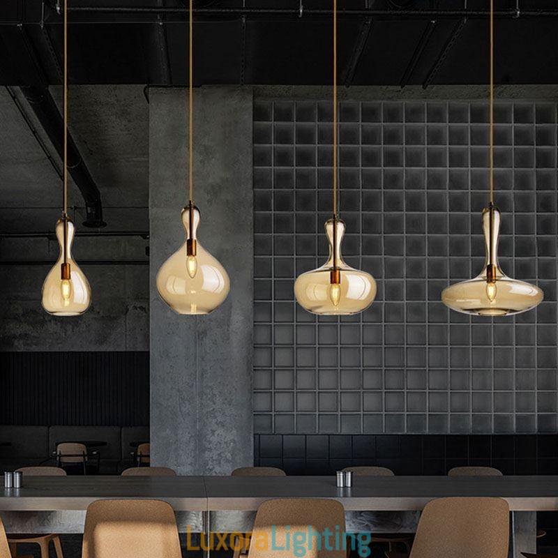 Designer Touch Decorative Nordic Glass Pendant Light Amber Shade Ceiling Light