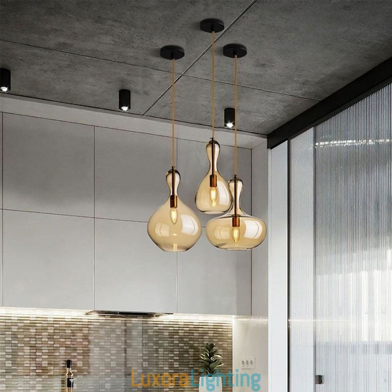 Designer Touch Decorative Nordic Glass Pendant Light Amber Shade Ceiling Light