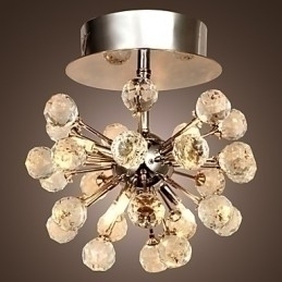 Designer Touch Decorative Modern Contemporary Crystal Mini Style Chrome Metal Chandelier Flush Mount
