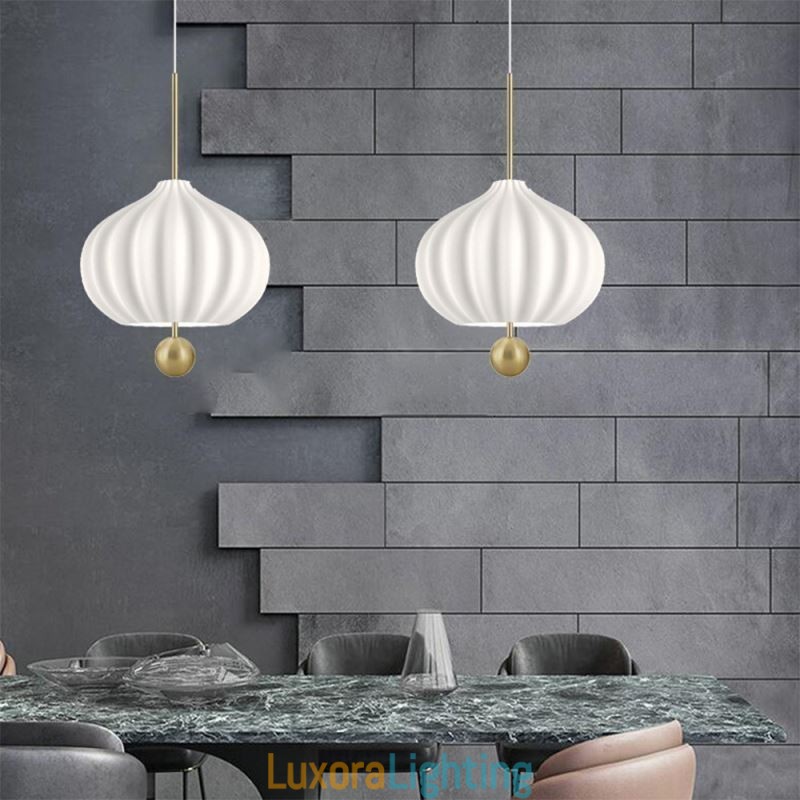Designer Touch Decorative Modern White Glass Pendant Light Ball Shape Minimalist Ceiling Light