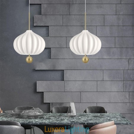 Designer Touch Decorative Modern White Glass Pendant Light Ball Shape Minimalist Ceiling Light