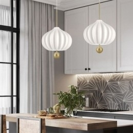 Designer Touch Decorative Modern White Glass Pendant Light Ball Shape Minimalist Ceiling Light