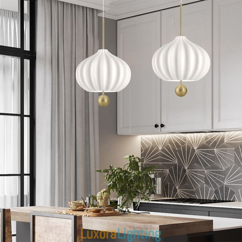 Designer Touch Decorative Modern White Glass Pendant Light Ball Shape Minimalist Ceiling Light