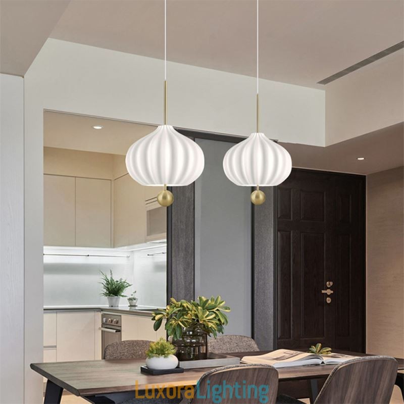 Designer Touch Decorative Modern White Glass Pendant Light Ball Shape Minimalist Ceiling Light