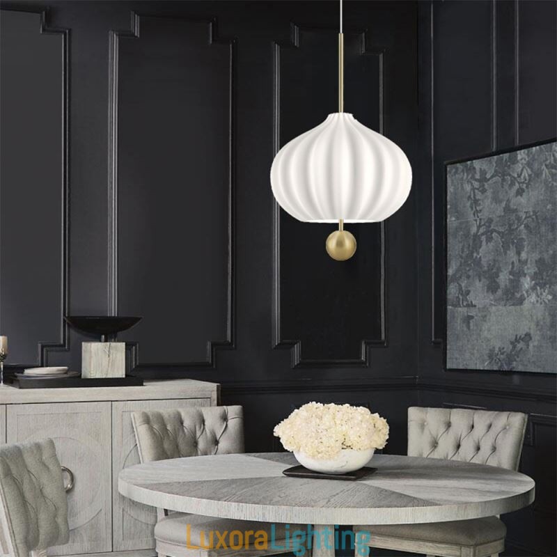 Designer Touch Decorative Modern White Glass Pendant Light Ball Shape Minimalist Ceiling Light