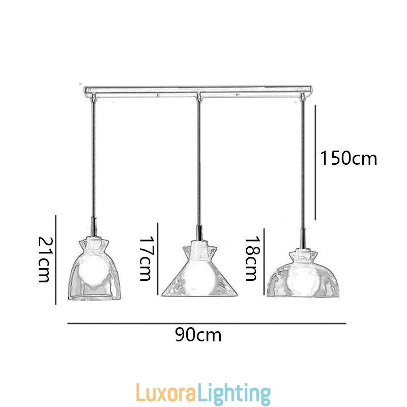 Designer Touch Decorative Modern Simple Pendant Light Water Permeable Glass 3 Ceiling Light Bedside Lamp