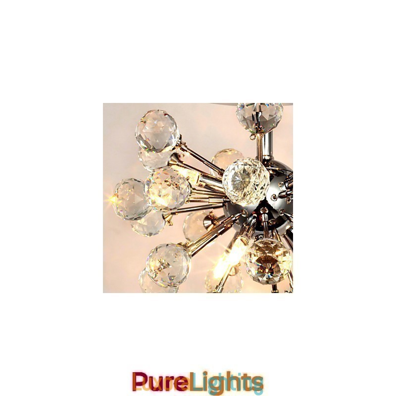 Designer Touch Decorative Modern Contemporary Crystal Mini Style Chrome Metal Chandelier Flush Mount