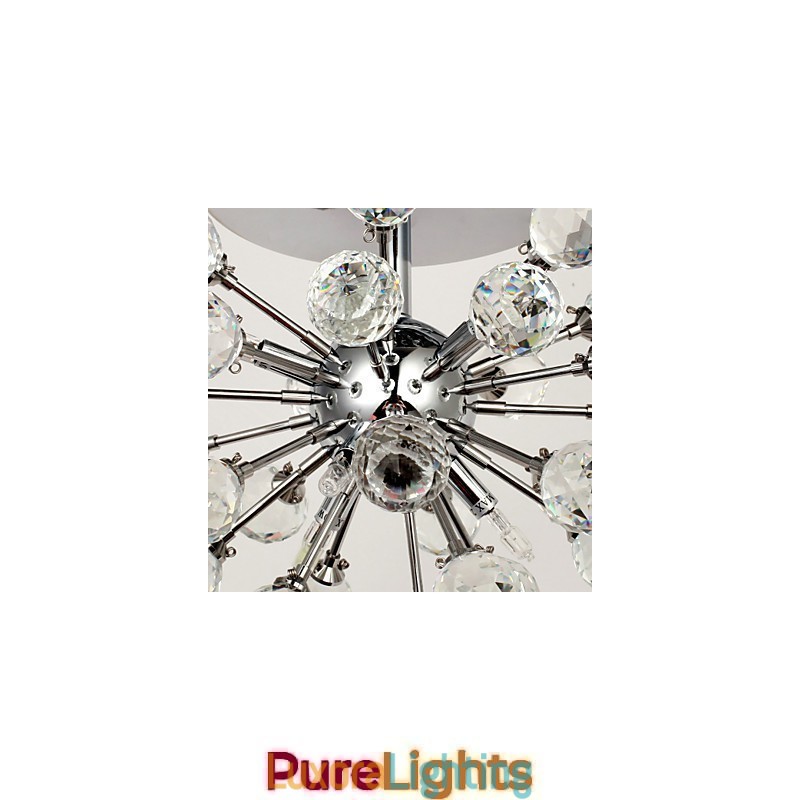 Designer Touch Decorative Modern Contemporary Crystal Mini Style Chrome Metal Chandelier Flush Mount