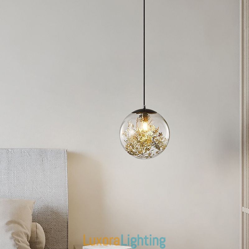 Designer Touch Decorative Glass Ball Pendant Light Leaves Christmas Hanging Lighting