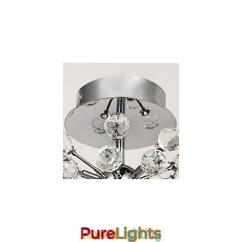 Designer Touch Decorative Modern Contemporary Crystal Mini Style Chrome Metal Chandelier Flush Mount