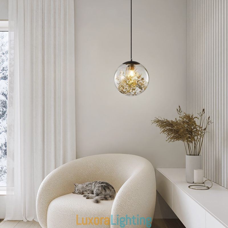 Designer Touch Decorative Glass Ball Pendant Light Leaves Christmas Hanging Lighting