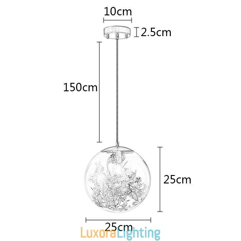 Designer Touch Decorative Glass Ball Pendant Light Leaves Christmas Hanging Lighting