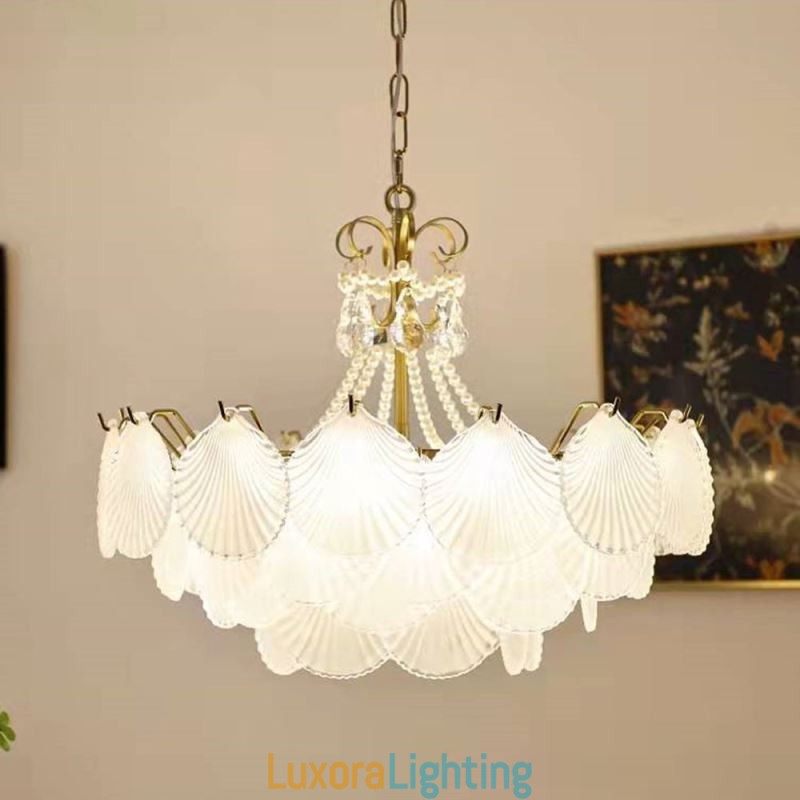 Designer Touch Decorative European Glass Pendant Light Post Modern Scallop Hanging Light