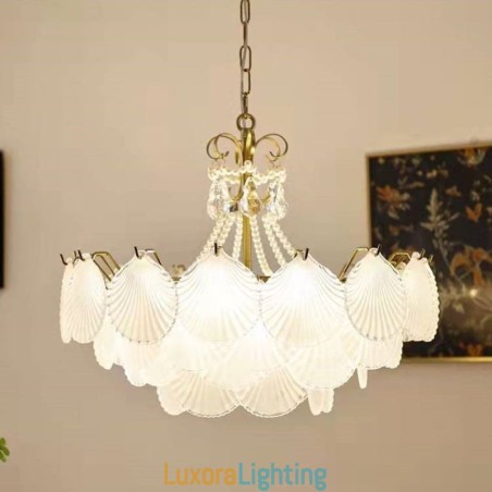 Designer Touch Decorative European Glass Pendant Light Post Modern Scallop Hanging Light
