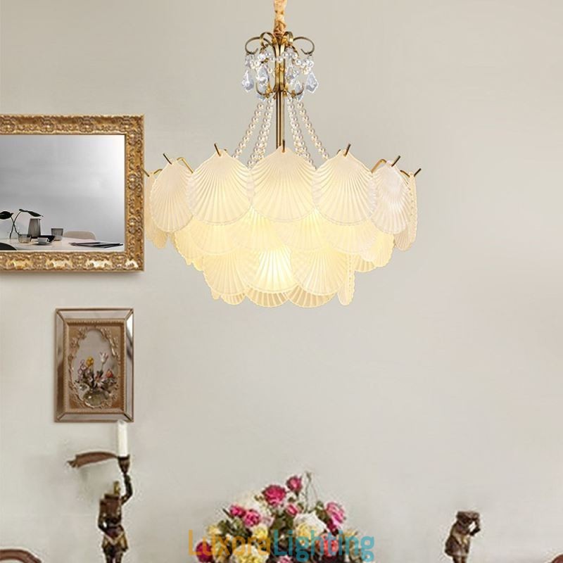 Designer Touch Decorative European Glass Pendant Light Post Modern Scallop Hanging Light