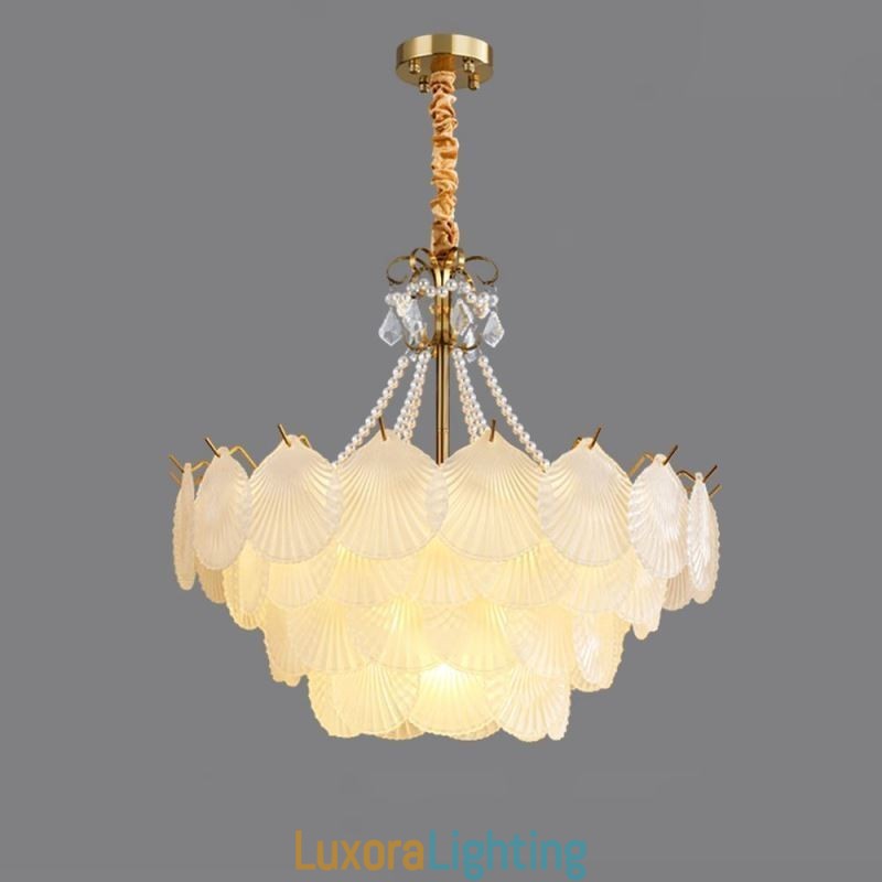Designer Touch Decorative European Glass Pendant Light Post Modern Scallop Hanging Light